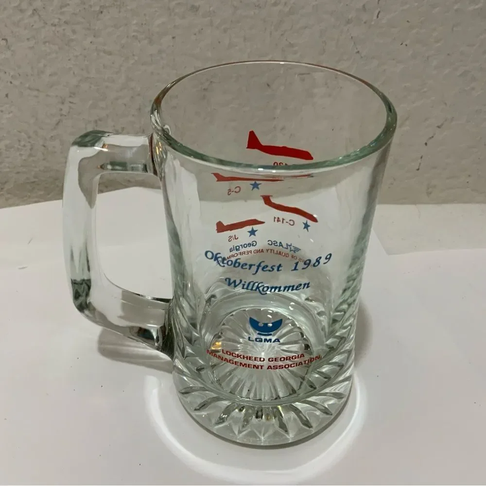 Vintage 1989 Octoberfest Lockheed Martin C-130 Hercules Glass Mug Beer Stein B6